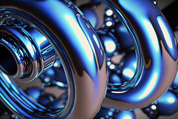Aufkleber - Abstract chrome pipes composition. Industry themed background with shiny metallic connected pipes. Generated AI.