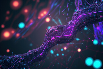 Aufkleber - Technology concept of data flow. Data collecting and sorting in digital abstraction. Generated AI.