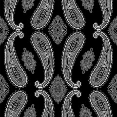 Wall Mural - Paisley Ethnic Floral Hand Drawn Seamless Pattern