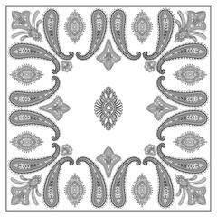 Wall Mural - Paisley Ethnic Floral Hand Drawn bandana, handkerchief