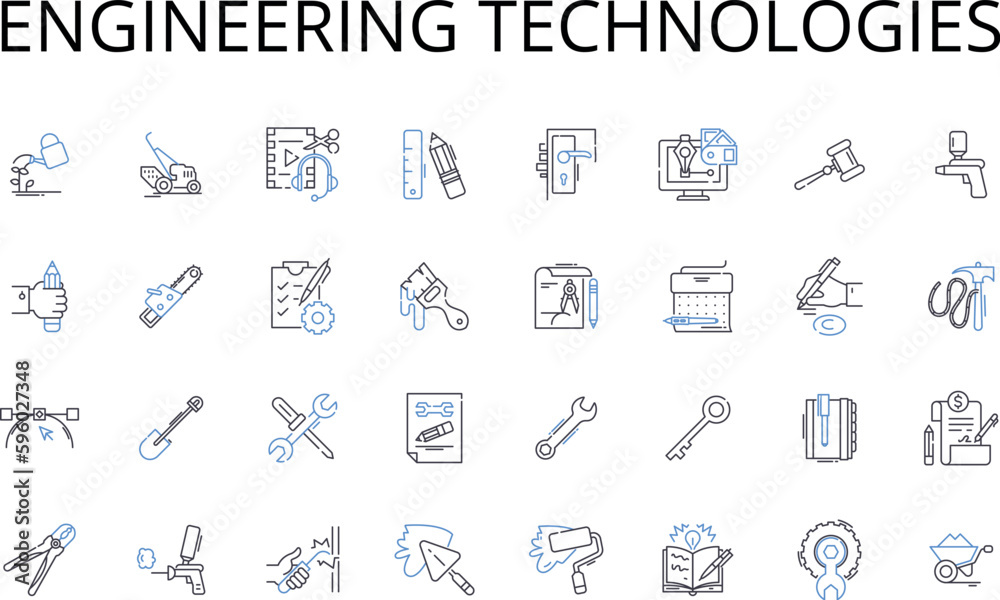 Engineering technologies line icons collection. Computer systems ...