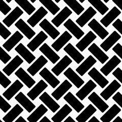 Poster - weave seamless pattern. repeating black woven basket isolated on white background. repeated diagonal