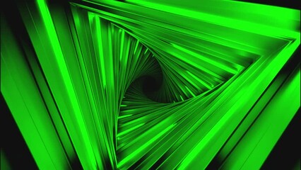 Poster - Movement in 3d tunnel with triangular lines. Design. 3D tunnel with geometric triangular turn. Movement in abstract triangular tunnel with 3d lines