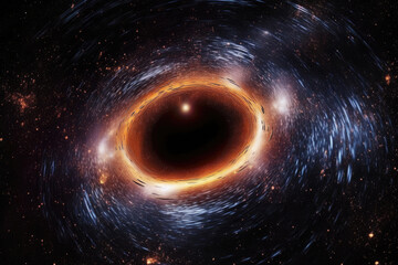 Wall Mural - black hole illustration in outer space. wormhole in universe. created with generative ai