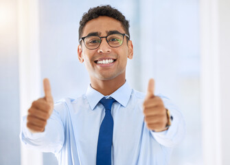Poster - Giving it my best. a young businessman giving the thumbs up.