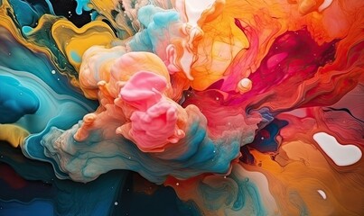 Abstract artwork, Trendy wallpaper, Ink colors are amazingly bright, luminous, translucent, generative AI