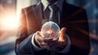 © samarpit - Businessman Holding Hologram Compass