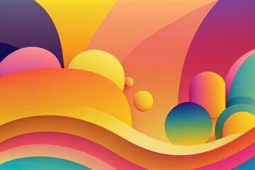 Wall Mural - Abstract summer background with rainbow and shapes. Generative AI