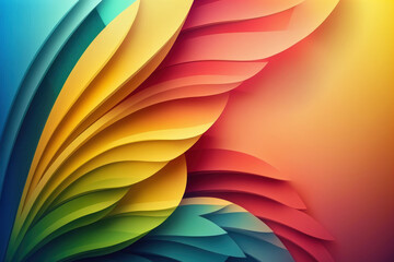 Wall Mural - abstract colorful background with leaves and color gradient. generative ai