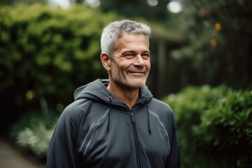 Wall Mural - Portrait of a smiling middle-aged man in sportswear