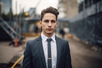 Canvas Print - Portrait of a handsome young man in a business suit on the street