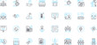 Project kickoff linear icons set. Initiative, Launch, Commencement, Foundation, Beginning, Start, Inception line vector and concept signs. Introduction,Origination,Establishment outline illustrations