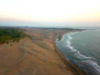 Aerial View of Chachalacas Beach Dunes in Veracruz with Drone