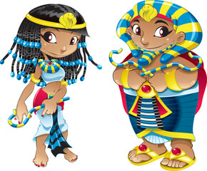 Poster - Cleopatra and Pharaoh - cartoon and vector characters