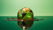 Globe of Planet Earth Melting into a Muddy Water Puddle, Climate Change and Global Warming Concept - Generative AI