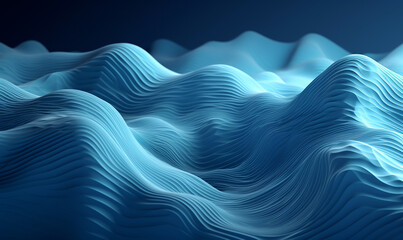 sfondo astratto materico con onde sinuose di seta 3d, sfumature blu, creato con ai