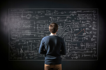 man writes formulas on the blackboard, Generative AI