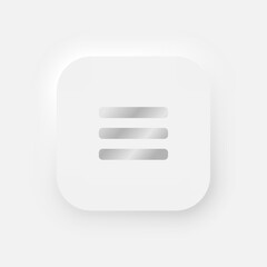 Poster - Square menu button on a white background. User interface elements in the style of neumorphism, UX, UI. Vector EPS 10.