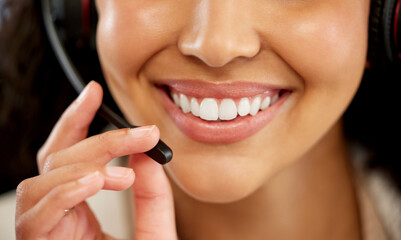 Poster - Her excellent service will brighten your day. Closeup shot of an unrecognisable woman working in a call centre.