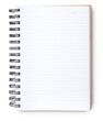 open notepad lined paper spiral bound with shadow isolated on transparent background