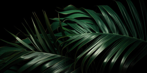 tropical palm leaves green aesthetic background, exotic jungle plants foliage pattern, summer concep