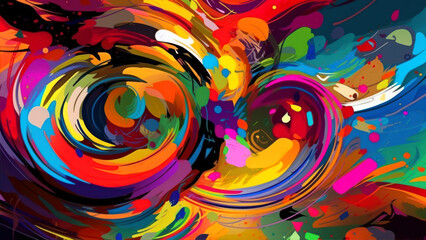 Poster - abstract colorful background with grunge brush strokes and paint splashes generative ai