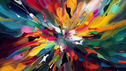 Poster - Design made of vibrant shapes and strokes on the subject of art, creativity and design generative ai