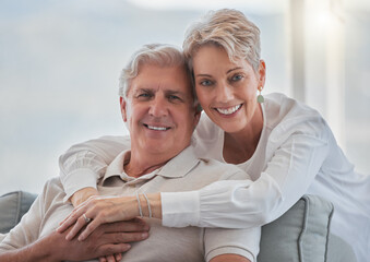 Poster - Hes my forever. Cropped portrait of an affectionate senior couple relaxing in their living room at home.