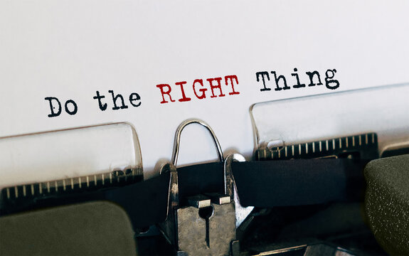 Text Do the Right Thing typed on retro typewriter