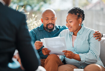 Poster - This is the logical next step. a mature couple meeting with their insurance agent.