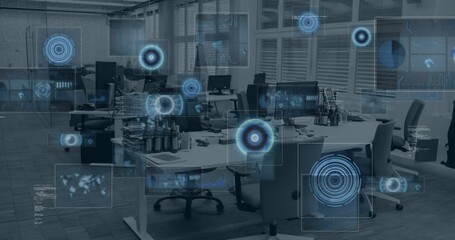 Poster - Animation of scopes scanning and data processing over office