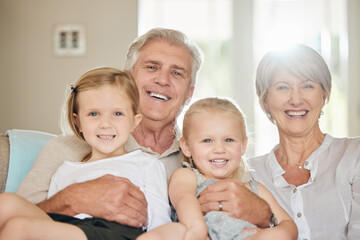 Poster - True love never gets old. grandparents spending time with their grandkids at home.