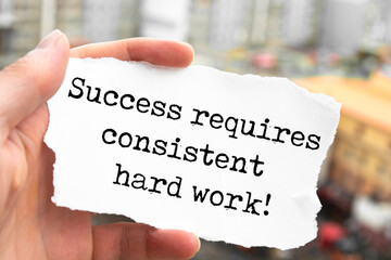 Wall Mural - Success requires consistent hard work. Motivation Quote