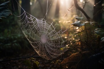 spider web with dew drops