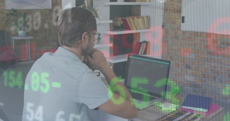 Poster - Financial data processing over caucasian casual businessman using laptop