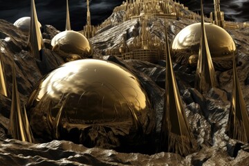 Poster - futuristic cityscape in a sci-fi world. Generative AI