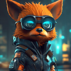 3D Render fox character Hoodie and Glasses in Wallpaper and Background