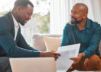 Poster - We need to read through these carefully. a mature man having a meeting with a finance broker.