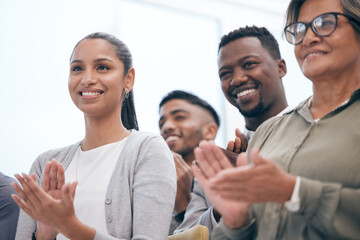 Sticker - We have to clap for that. a group of businesspeople clapping hands in a meeting at work.