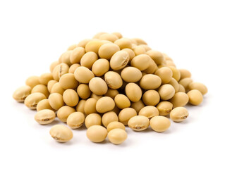 Wall Mural - A pile of soybeans on a white background.