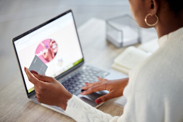 Poster - Cant leave home Credits got your back. an unrecognisable woman using a laptop and credit card while working at home.