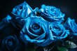 Blue rose bouquet on a blue rose background. Generative AI