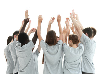 Wall Mural - in full growth. group of young people standing in a circle with