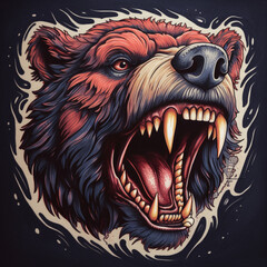 Poster - growl bear head