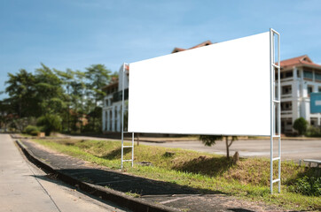 Wall Mural - Banner rectangle billboard mockup for print design presentation. logo, text, promotional poster with clipping path.