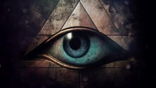 All Seeing Eye Watching You. Eye Of Providence. Eye And Pyramid. Looping. Evil Eye Warding Sign. Masonic / Knights Templar / Illuminati Symbol. Seamless Loop. Vtuber Backdrop.