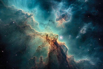 Wall Mural - Stellar Depths: Distant Nebula and Stars in a Deep Universe Illustration