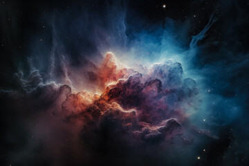 Wall Mural - Stellar Depths: Distant Nebula and Stars in a Deep Universe Illustration