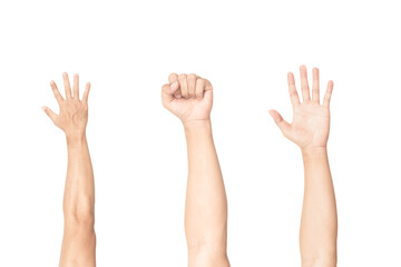 man arm with blood veins on white background, health care and medical concept