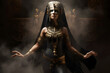 Egyptian goddess on black background. Neural network AI generated art